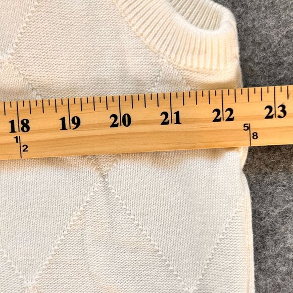 Alan Flusser Mens L Sweater Vest White Diamond Knit Pullover Golf Classic Preppy - Picture 5 of 8